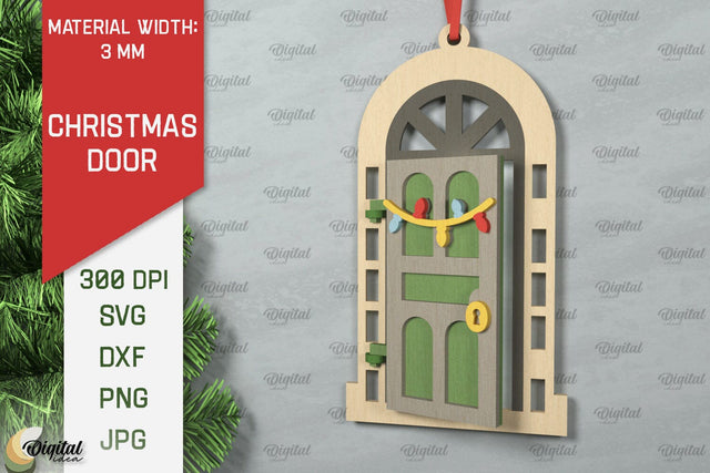 Laser Cut Christmas Door Decoration. Christmas Door Ornament SVG Evgenyia Guschina 
