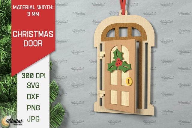 Laser Cut Christmas Door Decoration. Christmas Door Ornament SVG Evgenyia Guschina 
