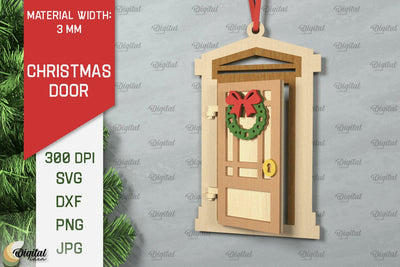 Laser Cut Christmas Door Decoration. Christmas Door Ornament SVG Evgenyia Guschina 