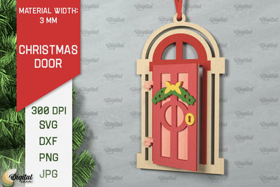 Laser Cut Christmas Door Decoration. Christmas Door Ornament SVG Evgenyia Guschina 