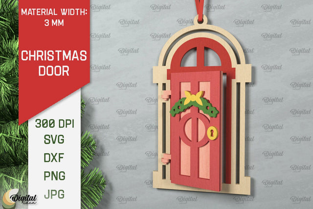 Laser Cut Christmas Door Decoration. Christmas Door Ornament SVG Evgenyia Guschina 
