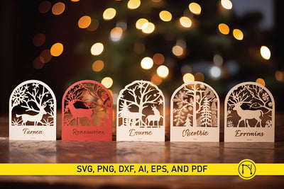 Laser Cut Christmas Name Cards SVG Bundle SVG MD JOYNAL ABDIN 