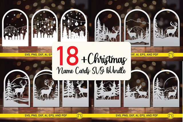 Laser Cut Christmas Name Cards SVG Bundle SVG MD JOYNAL ABDIN 