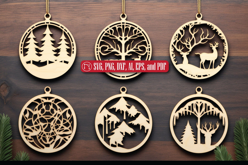 Laser Cut Christmas Ornament SVG Bundle - So Fontsy