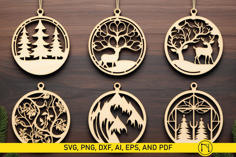 Laser Cut Christmas Ornament SVG Bundle - So Fontsy