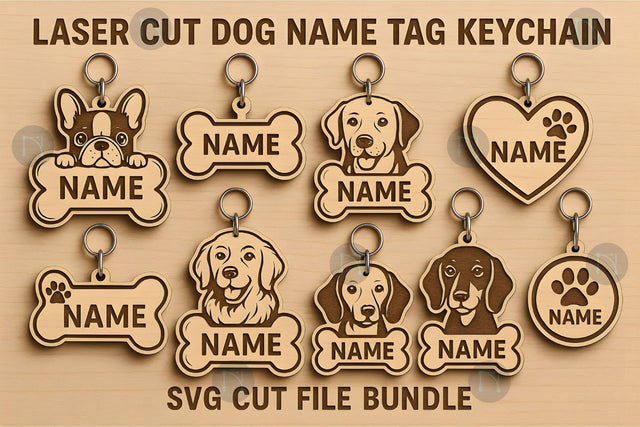Laser Cut Dog Name Tag Keychain SVG Bundle SVG MD JOYNAL ABDIN 