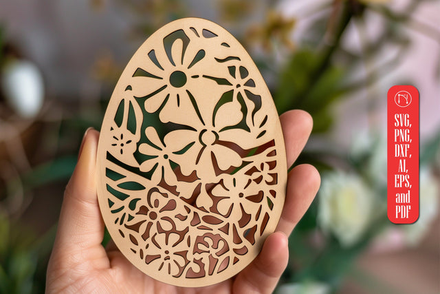 Laser Cut Easter Floral Egg SVG cut file SVG MD JOYNAL ABDIN 
