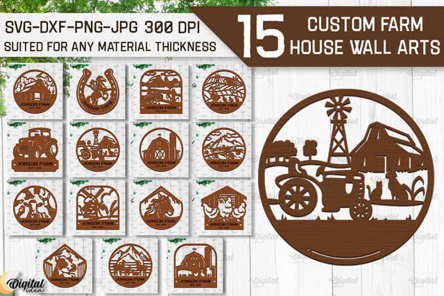 Laser Cut Farmhouse Wall Decor Bundle. Personalized Name Farm Sign SVG SVG Evgenyia Guschina 