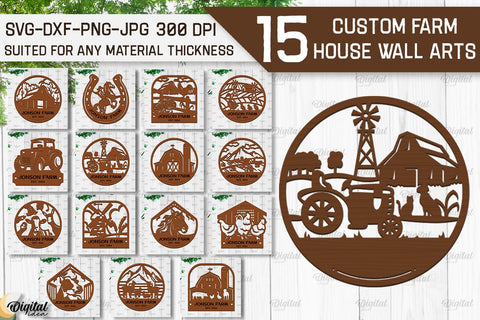 Laser Cut Farmhouse Wall Decor Bundle. Personalized Name Farm Sign SVG SVG Evgenyia Guschina 
