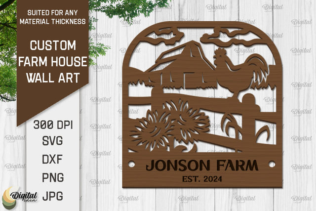 Laser Cut Farmhouse Wall Decor. Personalized Name Farm Sign SVG SVG Evgenyia Guschina 