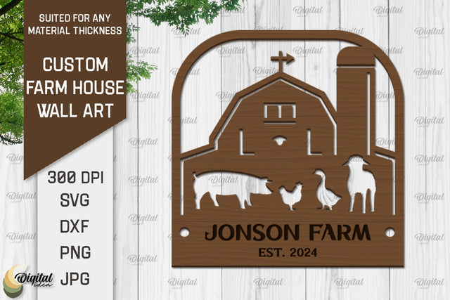 Laser Cut Farmhouse Wall Decor. Personalized Name Farm Sign SVG SVG Evgenyia Guschina 