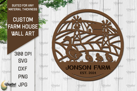 Laser Cut Farmhouse Wall Decor. Personalized Name Farm Sign SVG SVG Evgenyia Guschina 