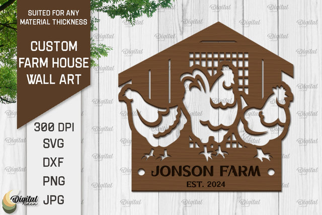 Laser Cut Farmhouse Wall Decor. Personalized Name Farm Sign SVG SVG Evgenyia Guschina 