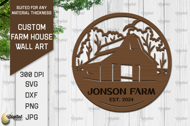 Laser Cut Farmhouse Wall Decor. Personalized Name Farm Sign SVG SVG Evgenyia Guschina 