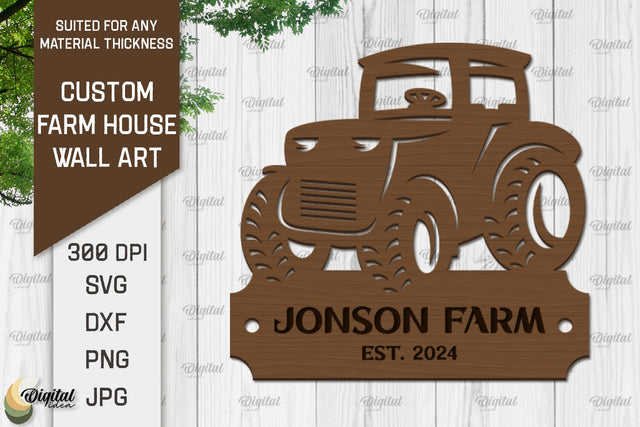 Laser Cut Farmhouse Wall Decor. Personalized Name Farm Sign SVG SVG Evgenyia Guschina 
