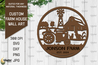 Laser Cut Farmhouse Wall Decor. Personalized Name Farm Sign SVG SVG Evgenyia Guschina 