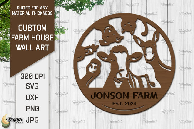 Laser Cut Farmhouse Wall Decor. Personalized Name Farm Sign SVG SVG Evgenyia Guschina 