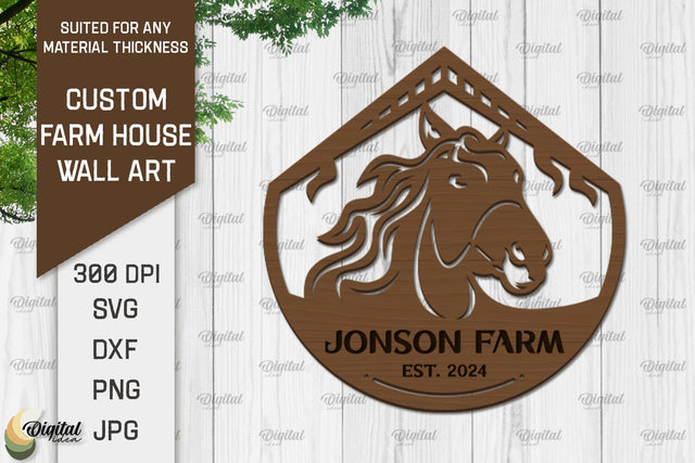 Laser Cut Farmhouse Wall Decor. Personalized Name Farm Sign SVG SVG Evgenyia Guschina 