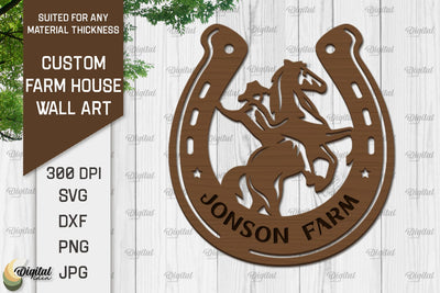 Laser Cut Farmhouse Wall Decor. Personalized Name Farm Sign SVG SVG Evgenyia Guschina 