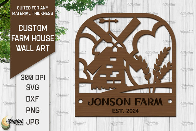 Laser Cut Farmhouse Wall Decor. Personalized Name Farm Sign SVG SVG Evgenyia Guschina 