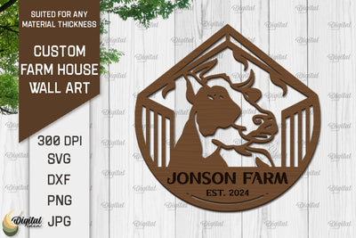 Laser Cut Farmhouse Wall Decor. Personalized Name Farm Sign SVG SVG Evgenyia Guschina 