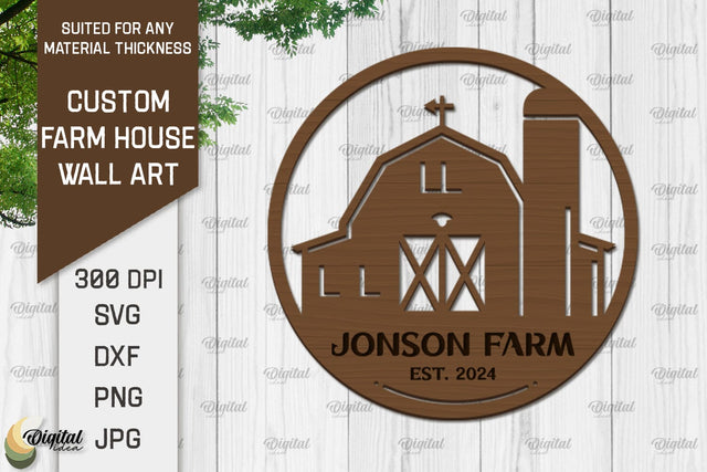 Laser Cut Farmhouse Wall Decor. Personalized Name Farm Sign SVG SVG Evgenyia Guschina 