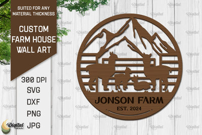 Laser Cut Farmhouse Wall Decor. Personalized Name Farm Sign SVG SVG Evgenyia Guschina 