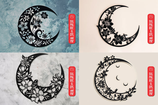 Laser Cut Floral Moon SVG file Bundle SVG MD JOYNAL ABDIN 