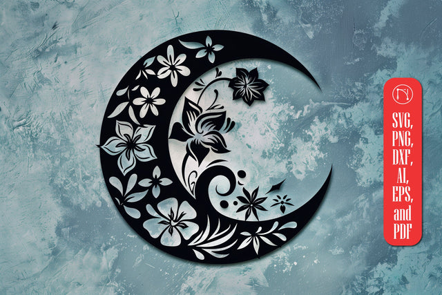 Laser Cut Floral Moon SVG file SVG MD JOYNAL ABDIN 