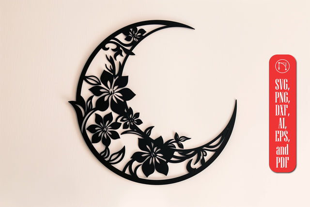 Laser Cut Floral Moon SVG file SVG MD JOYNAL ABDIN 