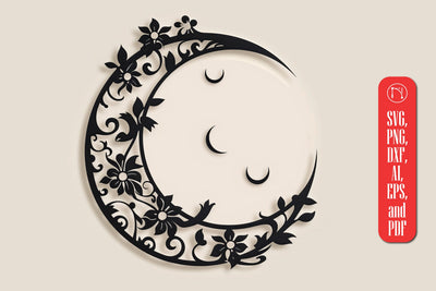 Laser Cut Floral Moon SVG file SVG MD JOYNAL ABDIN 