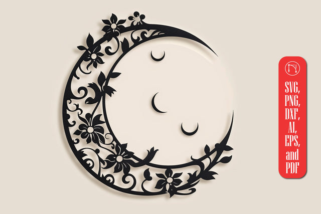 Laser Cut Floral Moon SVG file SVG MD JOYNAL ABDIN 