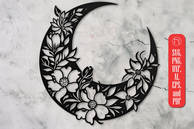 Laser Cut Floral Moon SVG file SVG MD JOYNAL ABDIN 