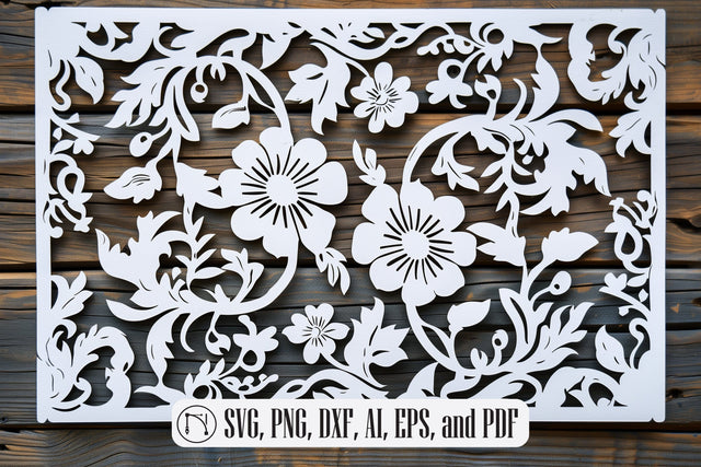 Laser cut floral panel SVG cut file. SVG MD JOYNAL ABDIN 