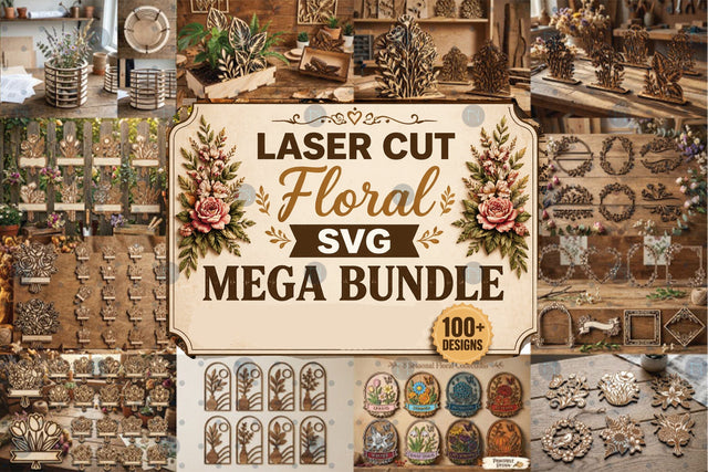 Laser Cut Floral SVG Mega Bundle | Floral Cut Files SVG DXF PNG AI EPS for Cricut Glowforge CNC Layered Paper Crafts Home Decor SVG MD JOYNAL ABDIN 