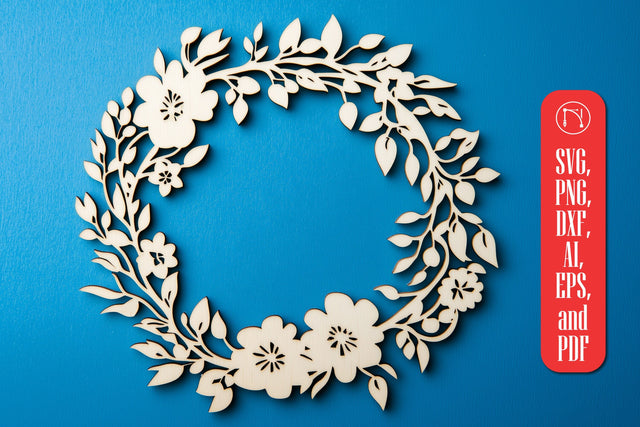 Laser-cut Floral Wreath SVG Cut File SVG MD JOYNAL ABDIN 