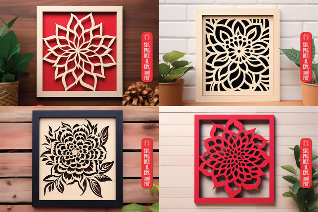 Laser Cut Flower in Frame Wall Decor SVG Bundle SVG MD JOYNAL ABDIN 