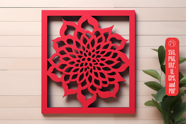 Laser Cut Flower in Frame Wall Decor SVG SVG MD JOYNAL ABDIN 