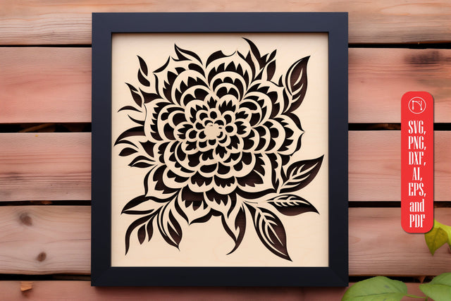 Laser Cut Flower in Frame Wall Decor SVG SVG MD JOYNAL ABDIN 