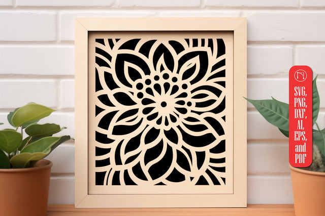 Laser Cut Flower in Frame Wall Decor SVG SVG MD JOYNAL ABDIN 