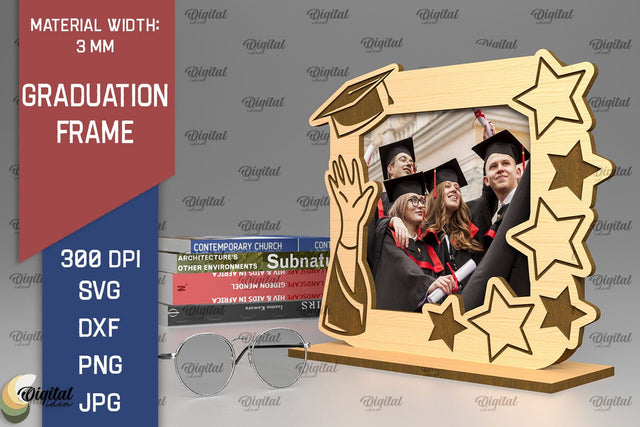 Laser Cut GRADUATION Frame SVG. 3D Photo Frame Laser Cut SVG Evgenyia Guschina 