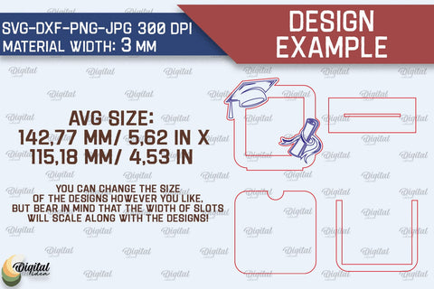 Laser Cut GRADUATION Frame SVG. 3D Photo Frame Laser Cut SVG Evgenyia Guschina 