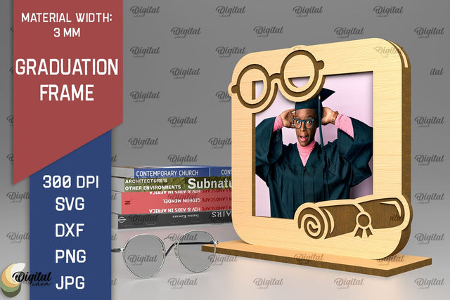 Laser Cut GRADUATION Frame SVG. 3D Photo Frame Laser Cut SVG Evgenyia Guschina 