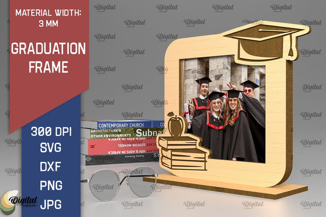 Laser Cut GRADUATION Frame SVG. 3D Photo Frame Laser Cut SVG Evgenyia Guschina 