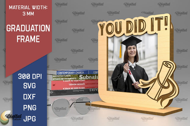 Laser Cut GRADUATION Frame SVG. 3D Photo Frame Laser Cut SVG Evgenyia Guschina 