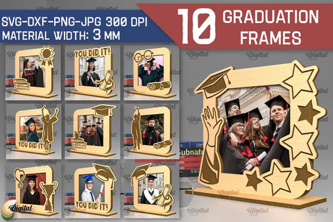Laser Cut GRADUATION Frames SVG Bundle. 3D Photo Frames Laser Cut SVG Evgenyia Guschina 