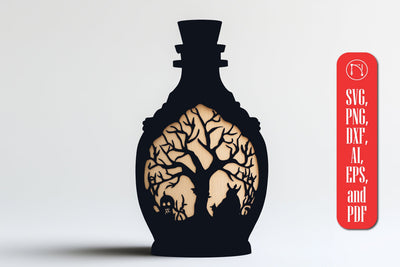 laser cut Halloween Bottle cut file SVG MD JOYNAL ABDIN 