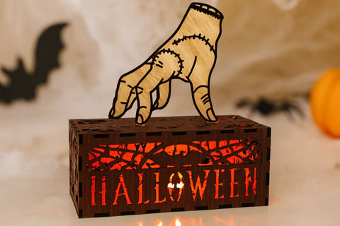 Laser Cut Halloween Hand Lantern SVG File - Spooky Night Light & Centerpiece SVG LaserCutano 