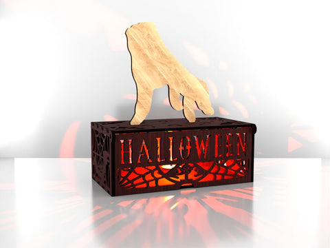 Laser Cut Halloween Hand Lantern SVG File - Spooky Night Light & Centerpiece SVG LaserCutano 