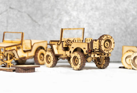 Laser Cut Jeep 3D Puzzle – Off-Road Wooden Model File SVG LaserCutano 